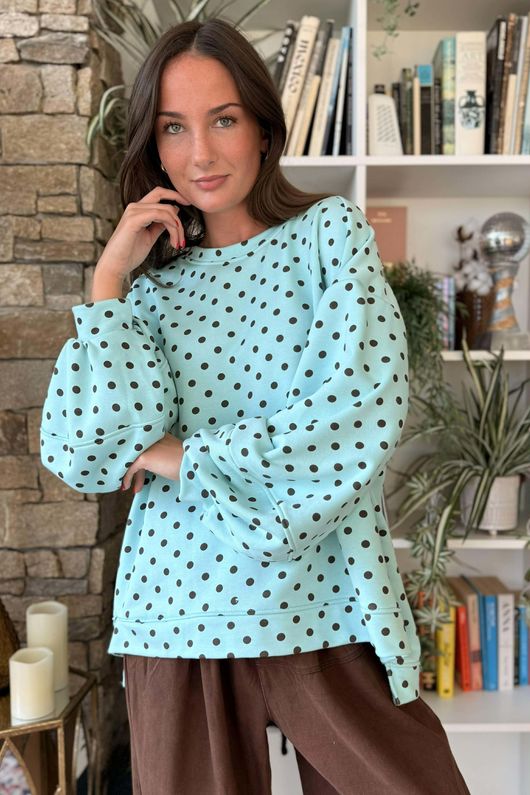 Scamp Lantern Sweatshirt Polka Dot Mint & Chocolate